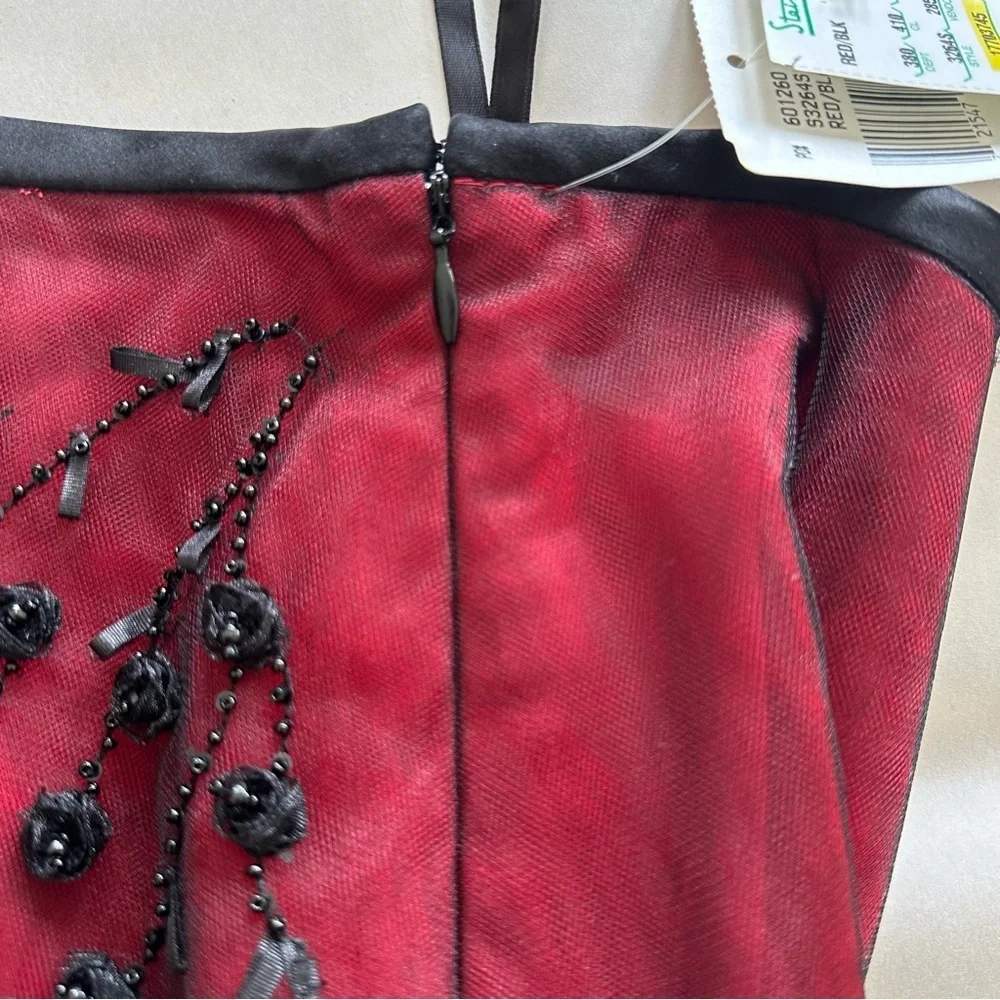 NWT Whimsigoth Skirt Y2K Women 10 Beaded Red Black Tulle Aline Dark Fairy Silk
